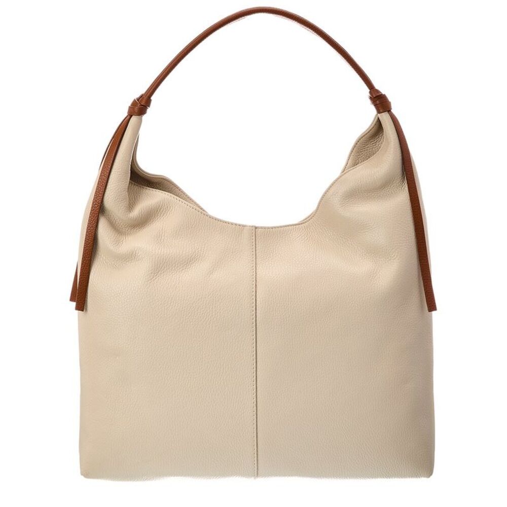 Italian Leather Naya Leather Top Handle Bag, Beige